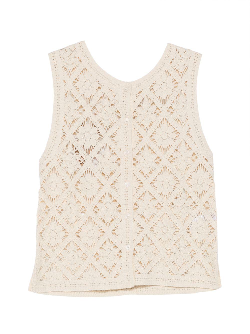 YERSE Gilet in maglia ecrù con bottoncini 