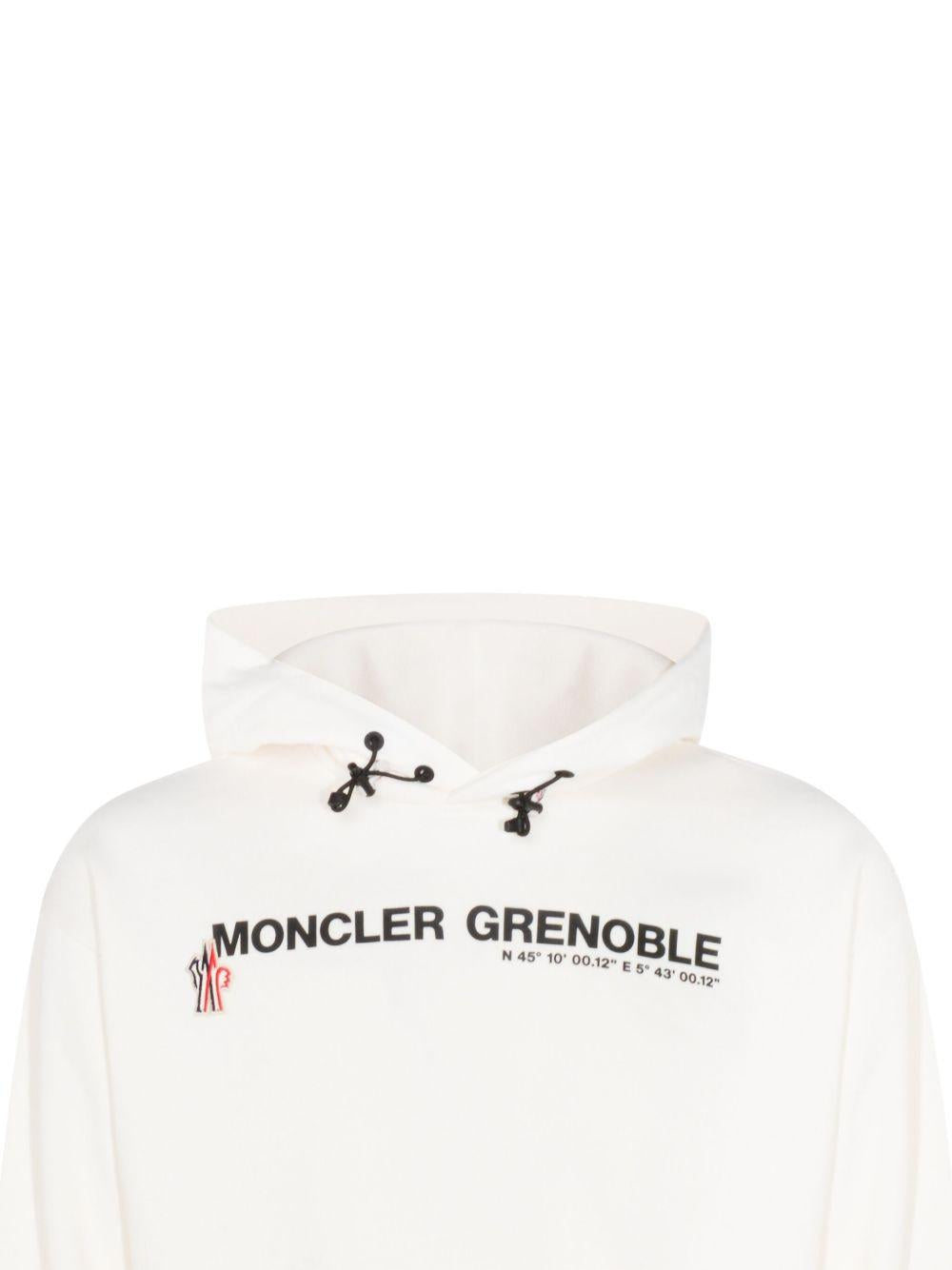 MONCLER GRENOBLE Felpa con cappuccio bianca con logo 