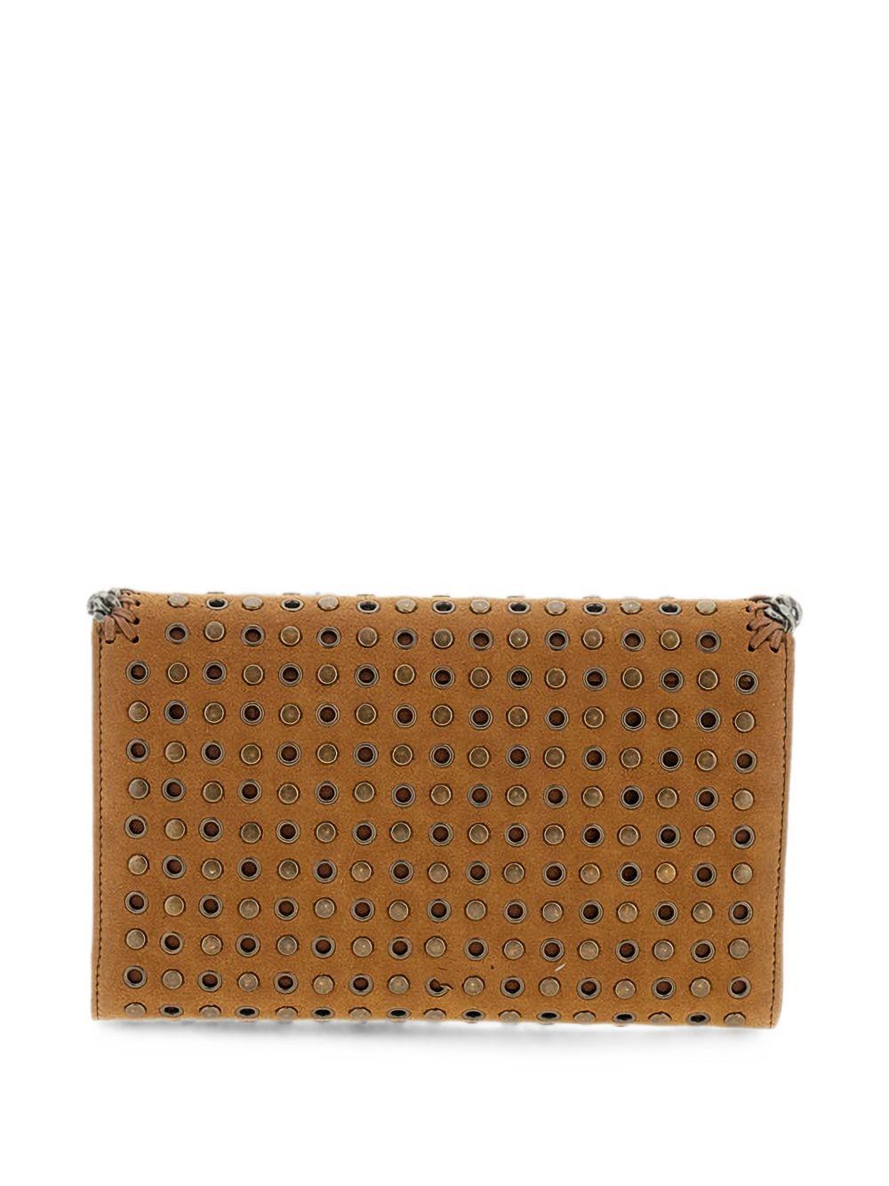 STELLA MCCARTNEY Borsa wallet crossbody cammello con borchie 