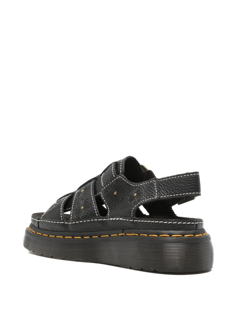 DR MARTENS Sandali bassi neri Wrenlie con fibbie 