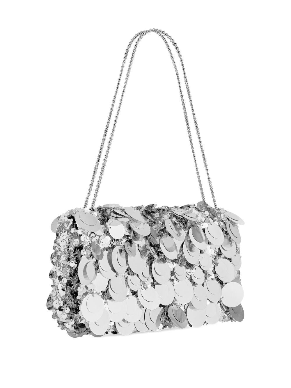 RABANNE Borsa a spalla Sparkle Baguette argento 