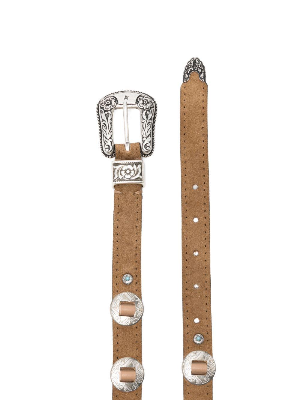 GOLDEN GOOSE Cintura in pelle con dettagli argento 