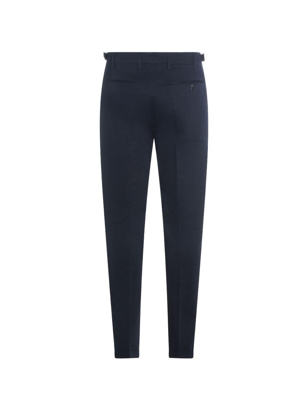 BERWICH Pantaloni Retrolong in cotone blu con pence 