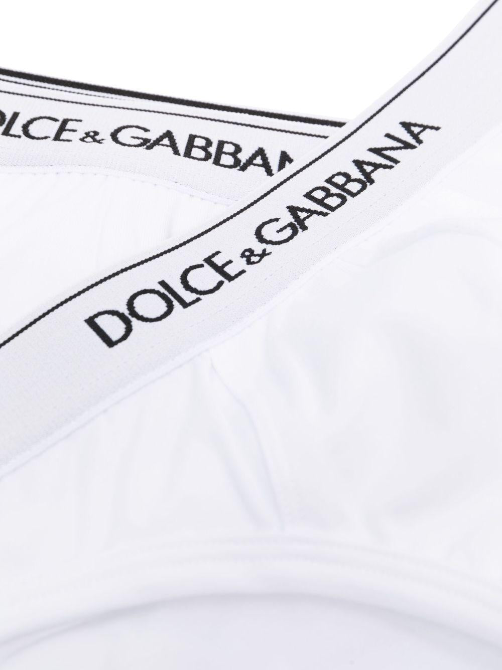 DOLCE e GABBANA Slip in bi-pack bianco con vita elasticizzata con logo 