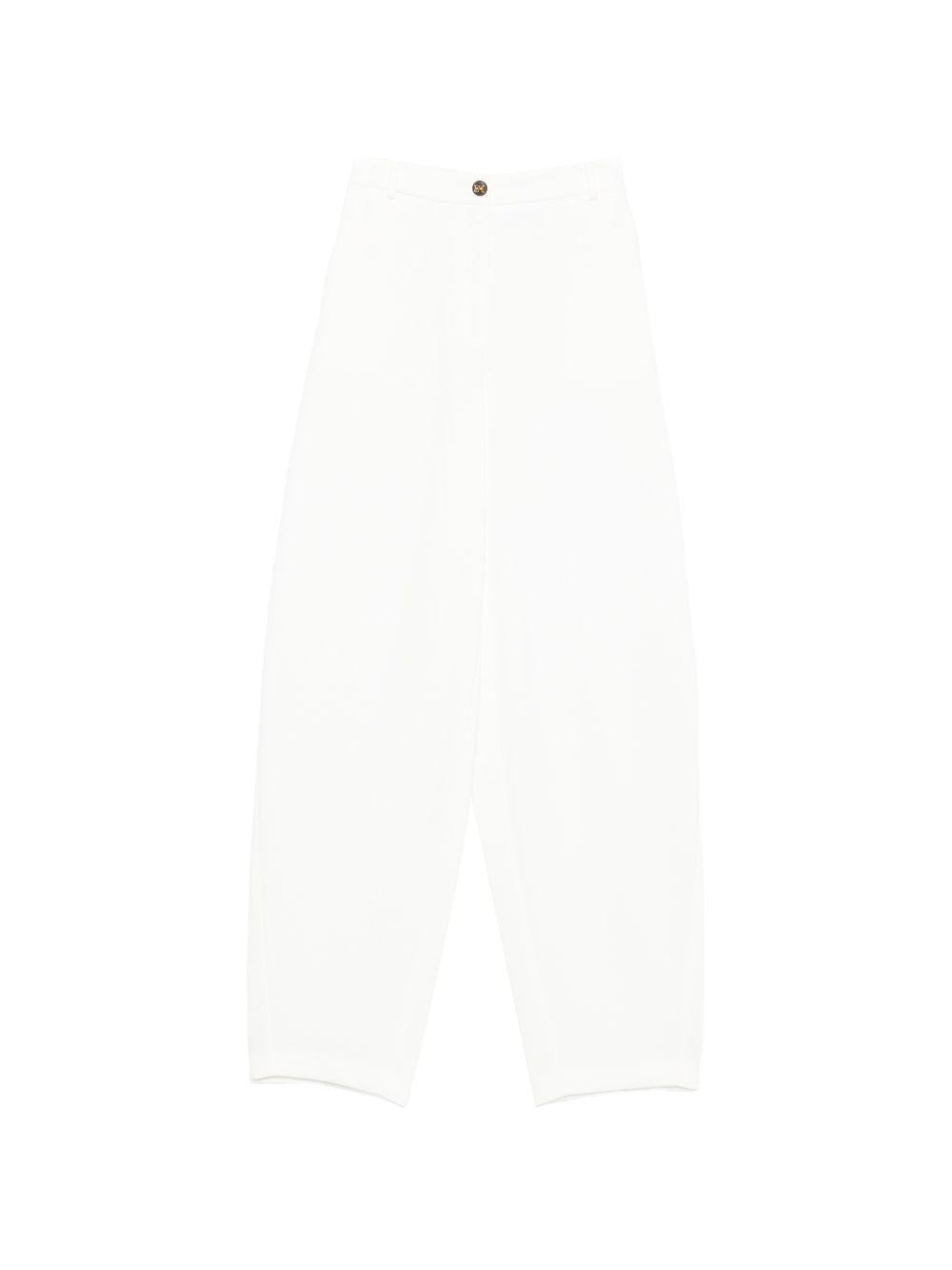 ELISABETTA FRANCHI Pantaloni a gamba larga in tessuto bianco 