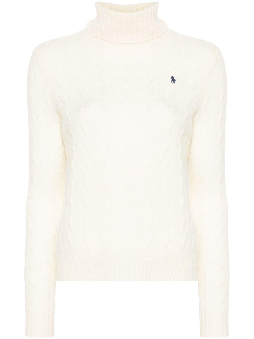 POLO RALPH LAUREN Maglia a collo alto in lana misto cashmere con logo 