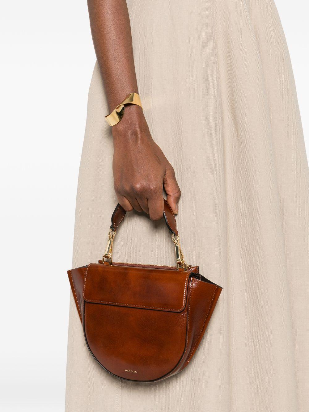 WANDLER Borsa a mano mini Hortansia marrone con tracolla 