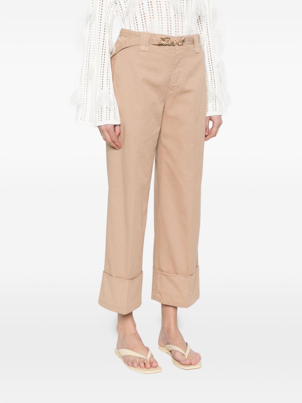 TWINSET Pantaloni beige con cintura logo 