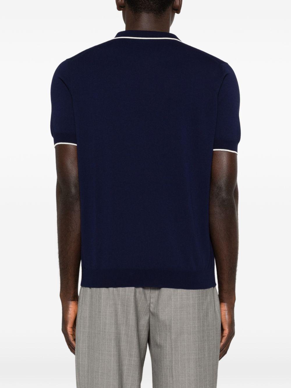 FAY Polo blu navy con profili a contrasto 