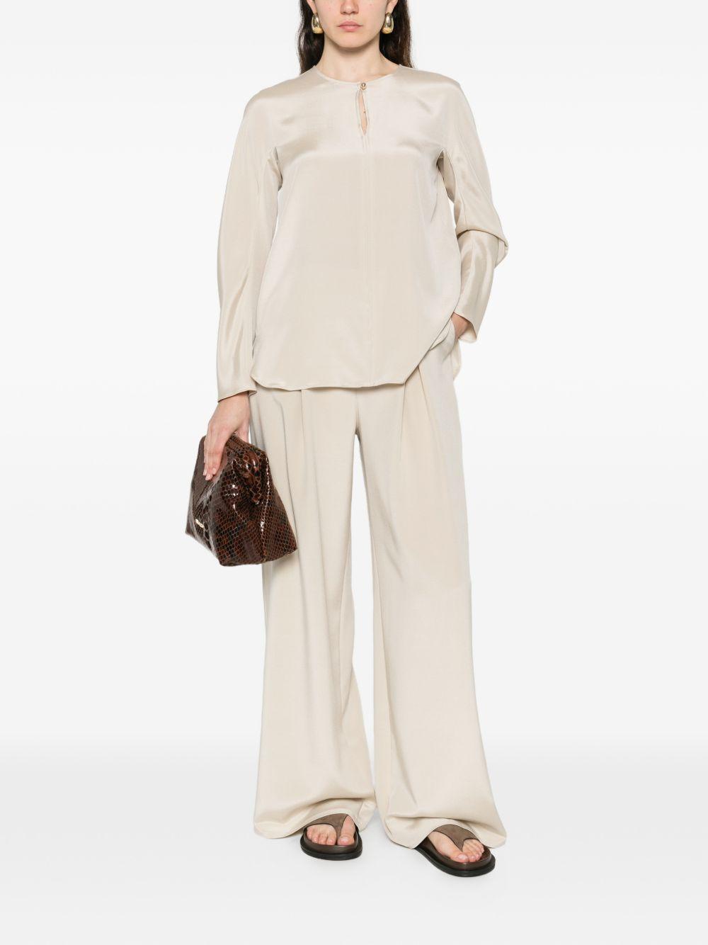 MAX MARA Pantaloni Palde in seta beige svasati 