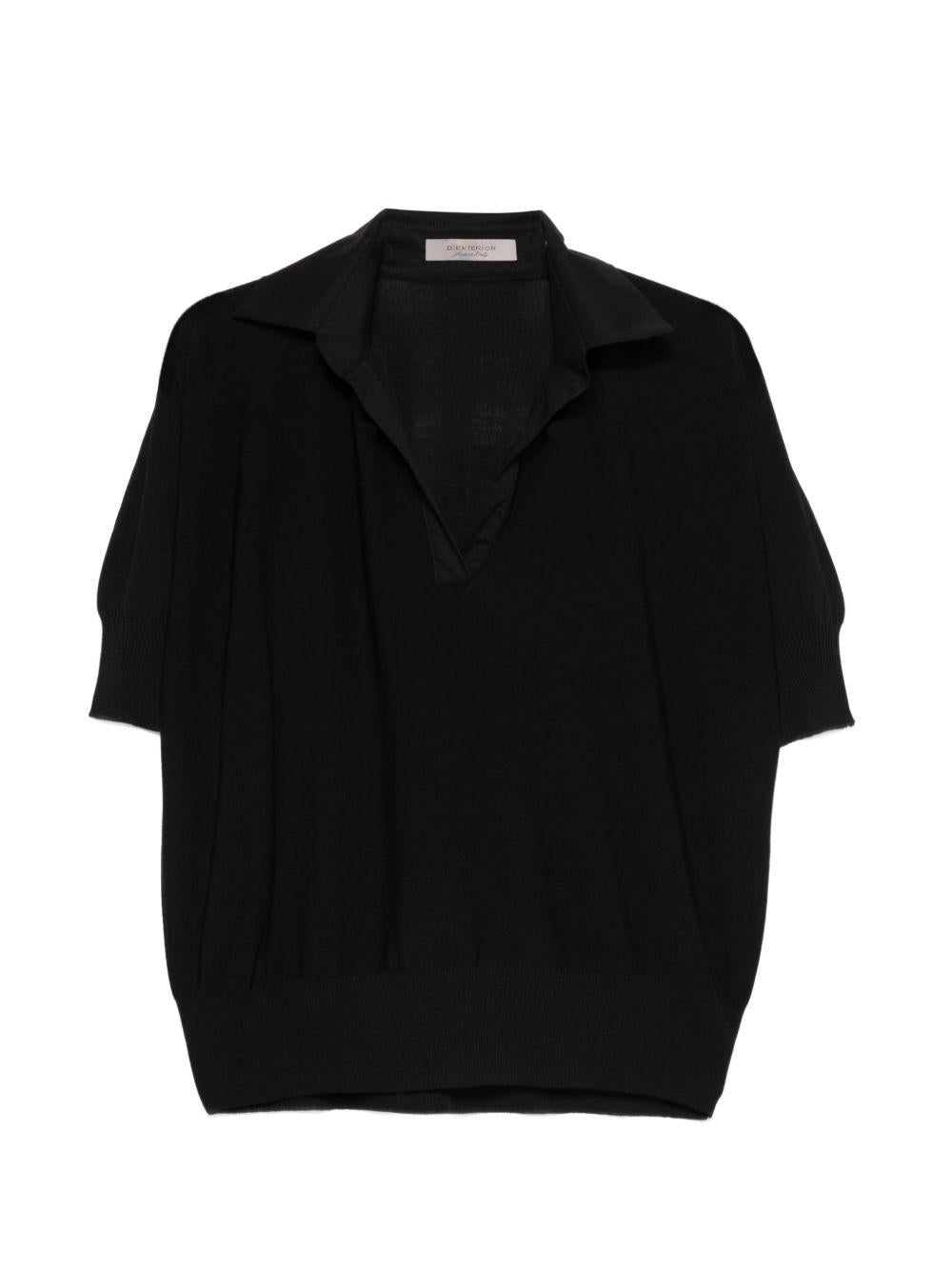 D EXTERIOR Polo nera a maniche corte 