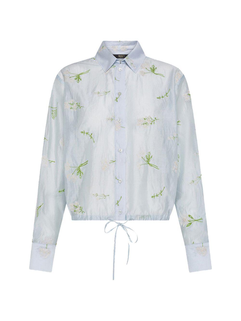SEVENTY Camicia a maniche lunghe azzurra con decorazioni 