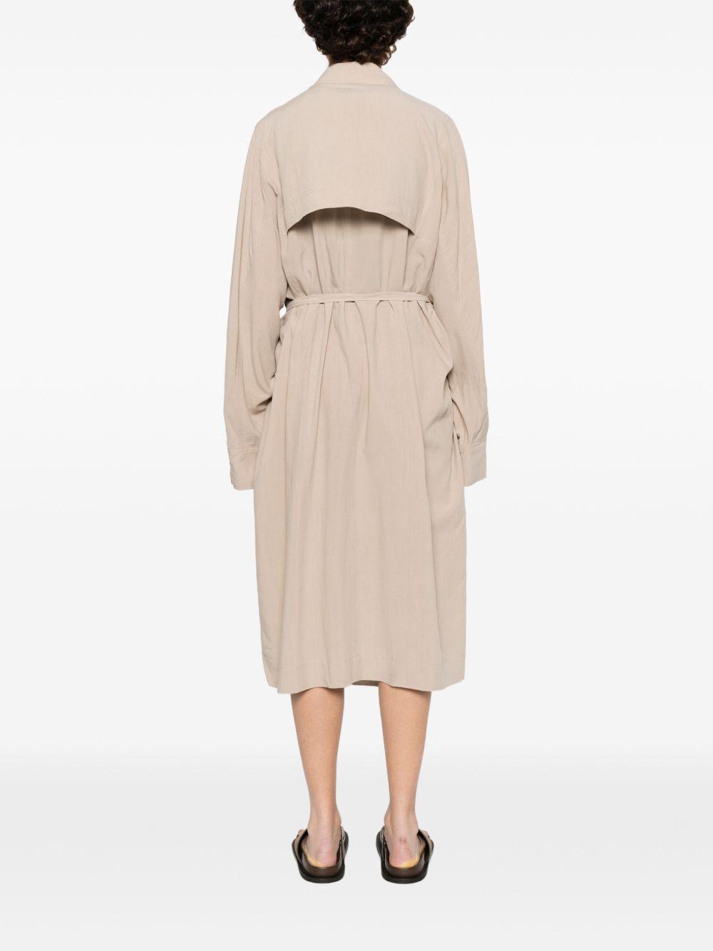 ELEH Trench con cintura in tessuto beige con rever classico 