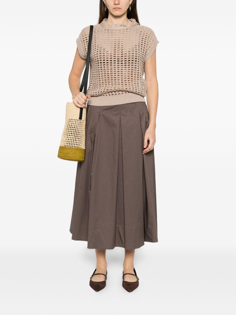 PESERICO Maglia beige senza maniche effetto crochet 