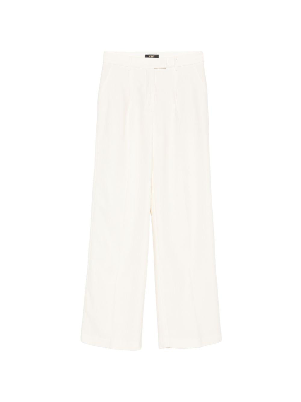 SEVENTY Pantaloni in cotone bianco ampi 