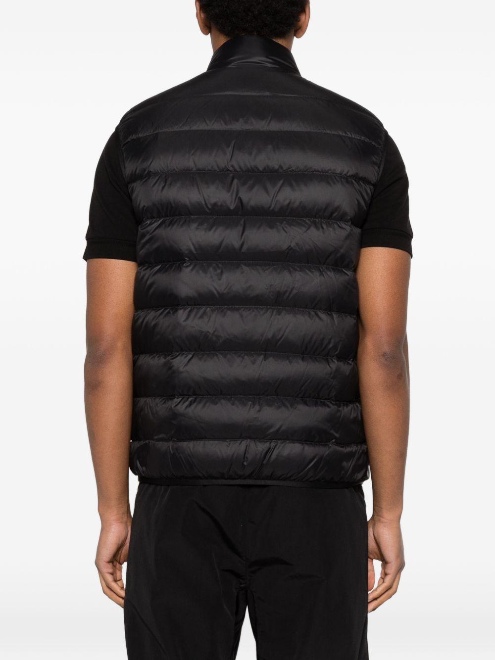 MONCLER Gilet trapuntato nero con zip e logo 