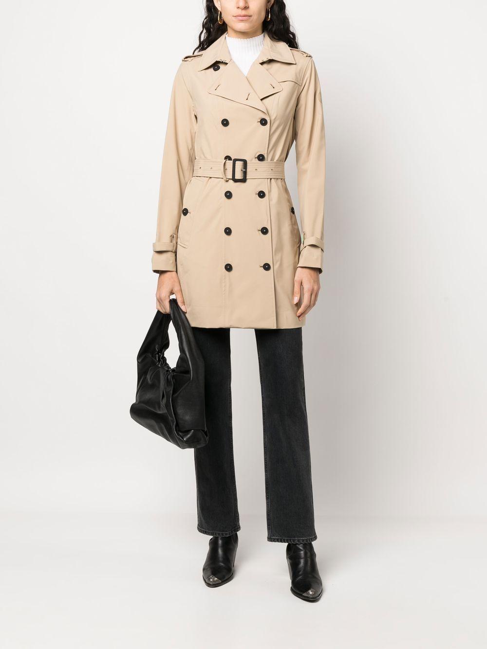 SAVE THE DUCK Trench Audrey doppiopetto beige con cintura 