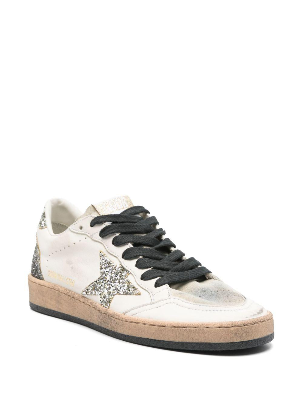 GOLDEN GOOSE Sneakers 'Ball Star' bianche e argento 