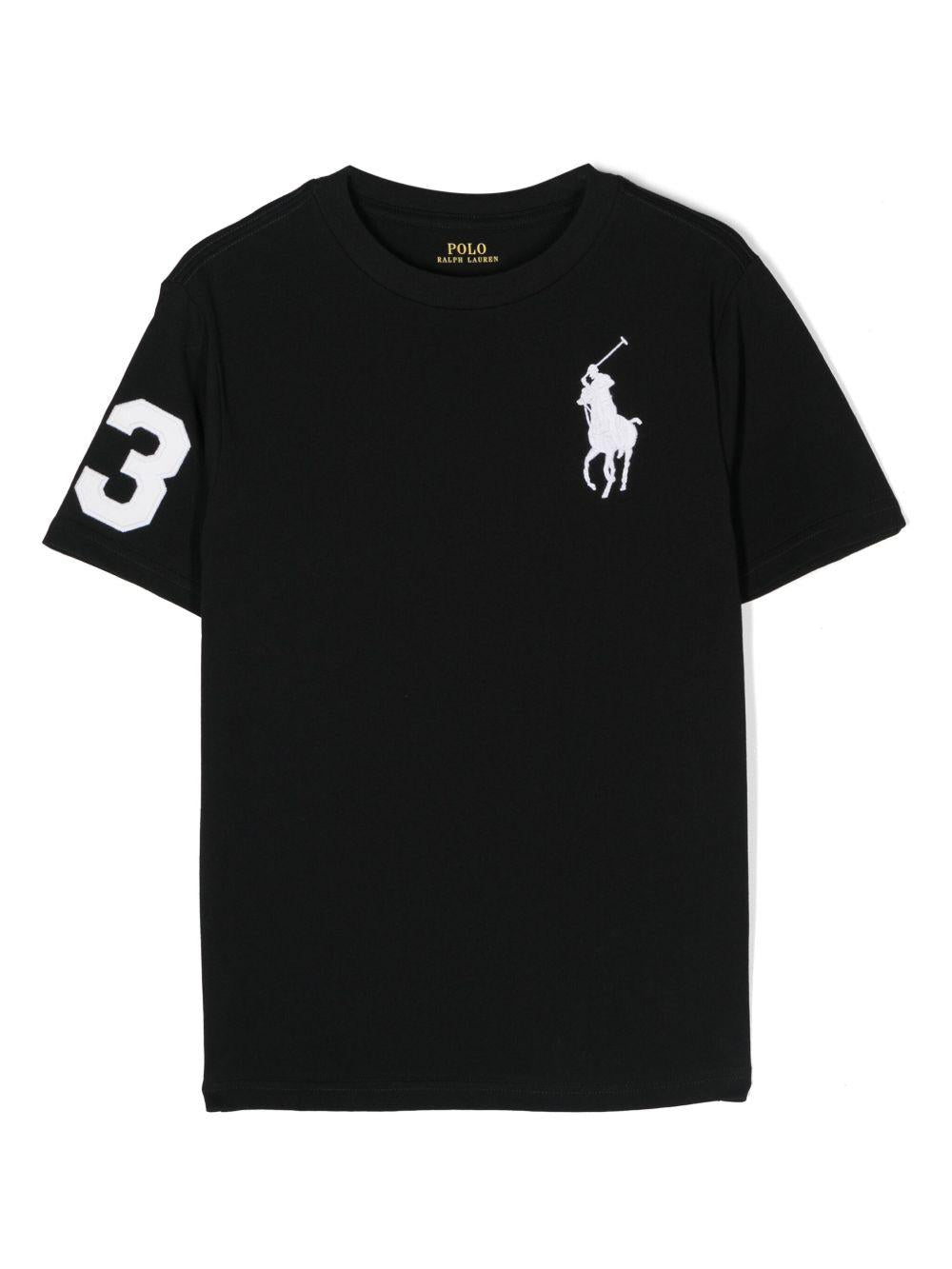 POLO RALPH LAUREN T-shirt in cotone nero con logo 