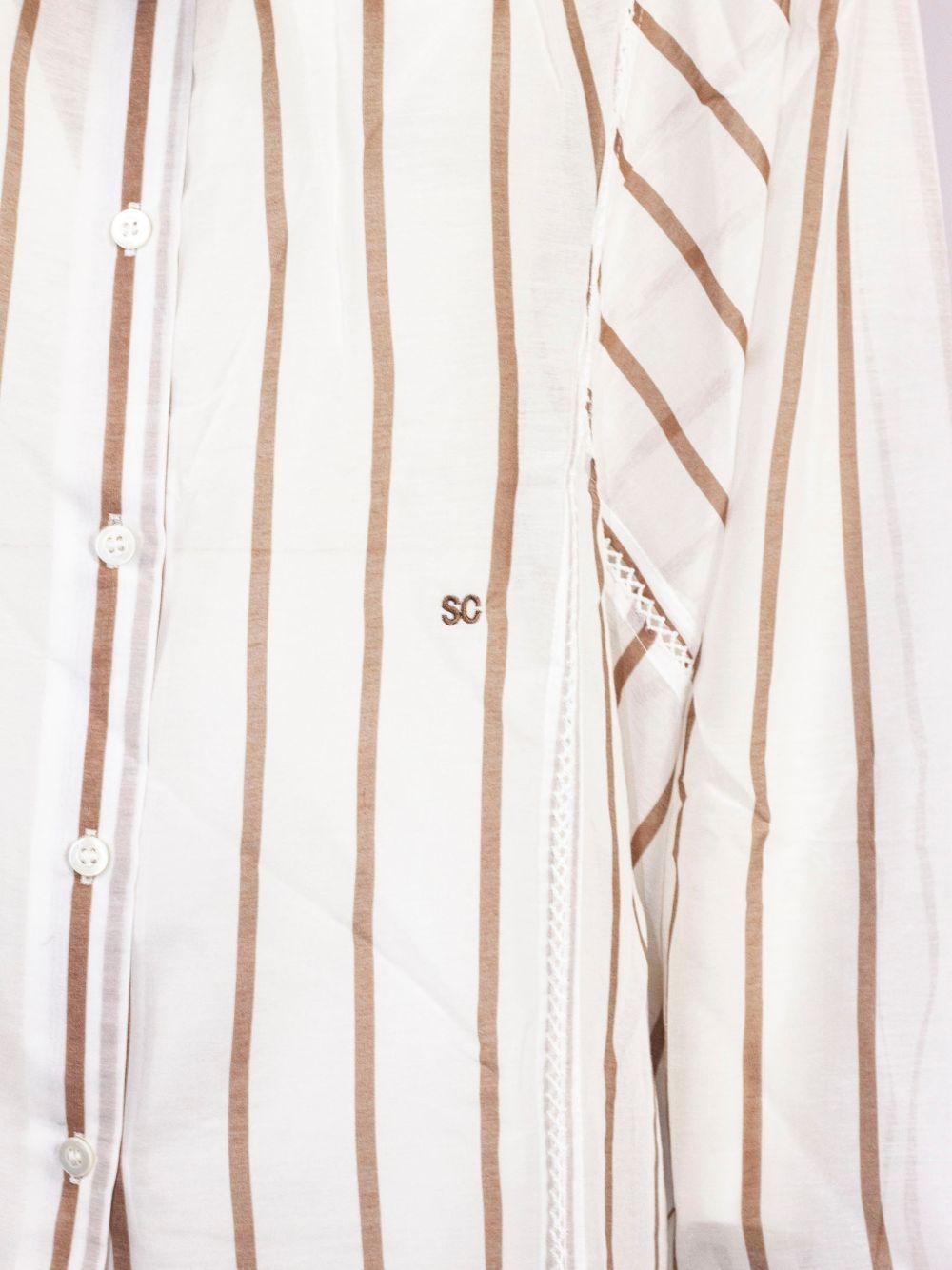 SEMICOUTURE Camicia Lola a maniche lunghe in cotone misto seta con collo alla coreana 
