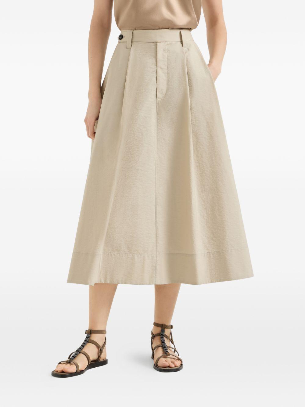 BRUNELLO CUCINELLI Gonna midi beige con bottone 