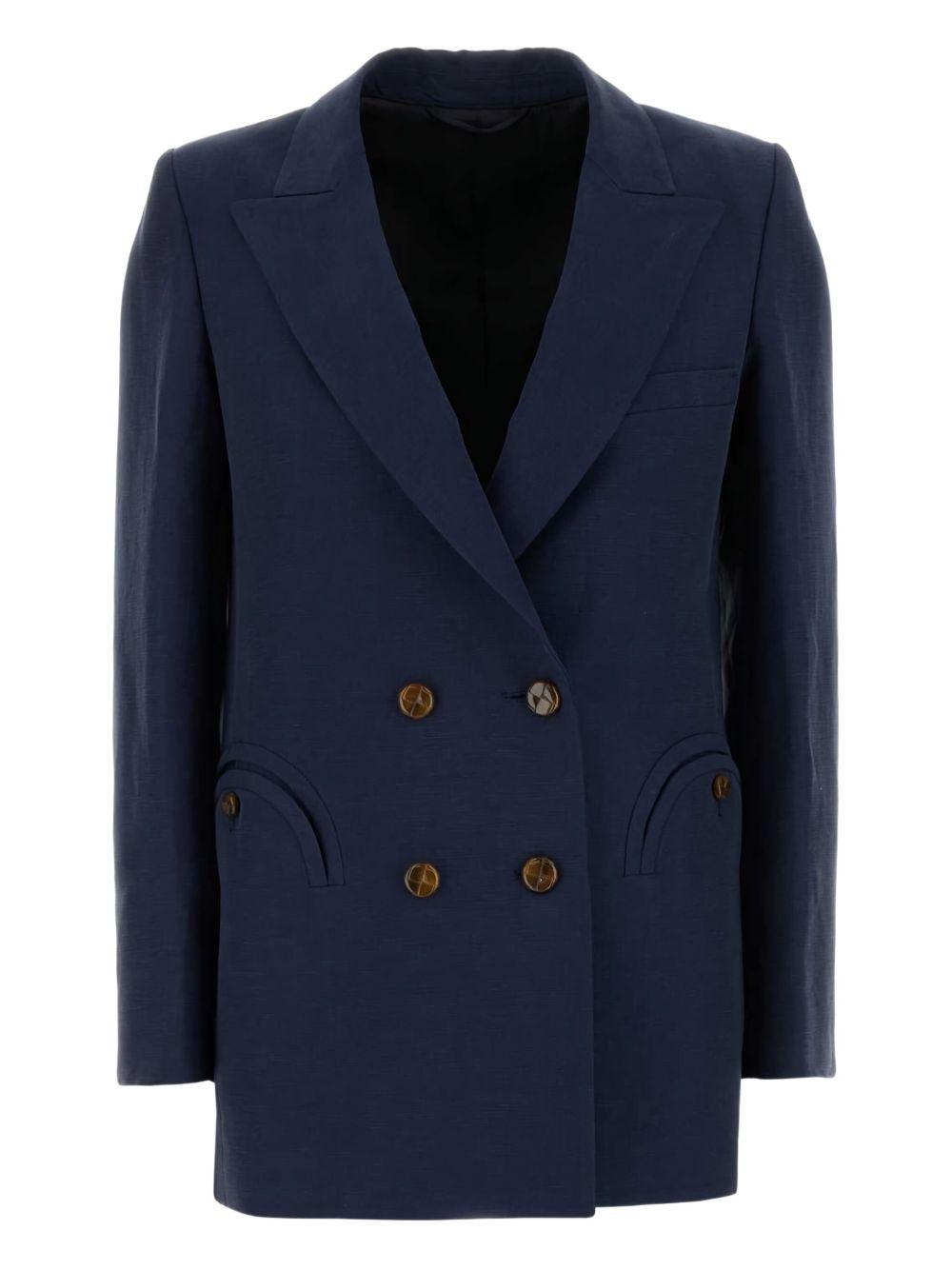 BLAZE Blazer doppiopetto Savannah in seta e lino blu 
