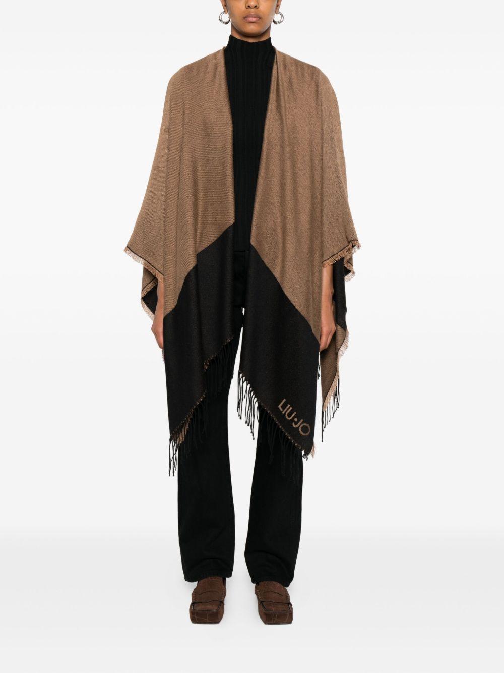 LIUJO Poncho con logo e frange 