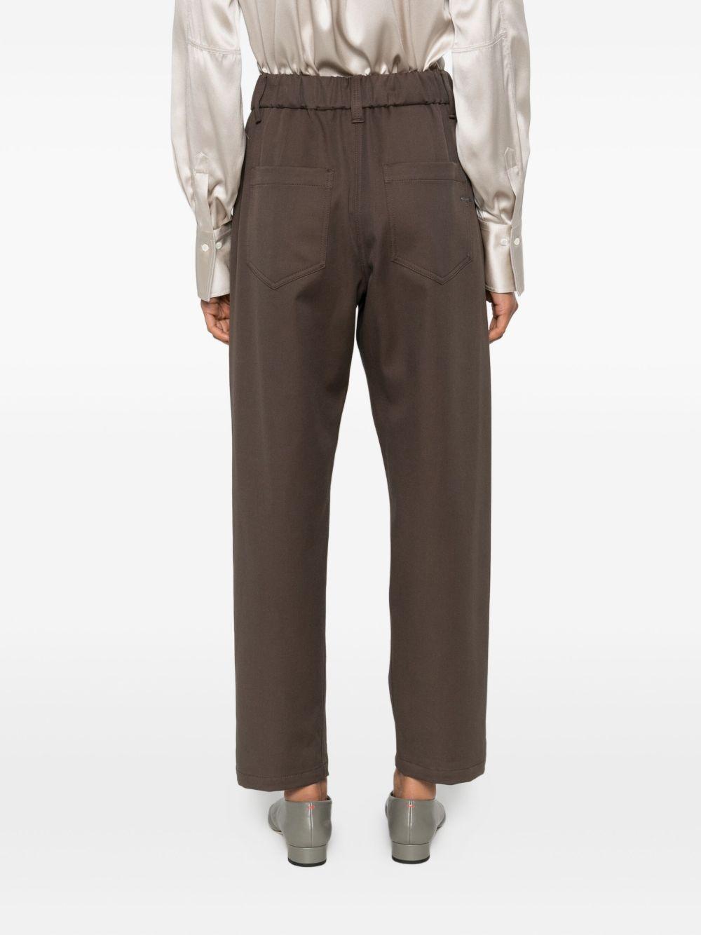 BRUNELLO CUCINELLI Pantaloni in cotone elasticizzato marrone 
