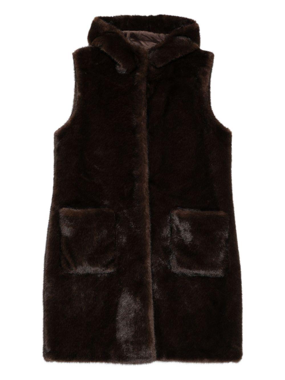 BETTA CORRADI Gilet con cappuccio in pelliccia 