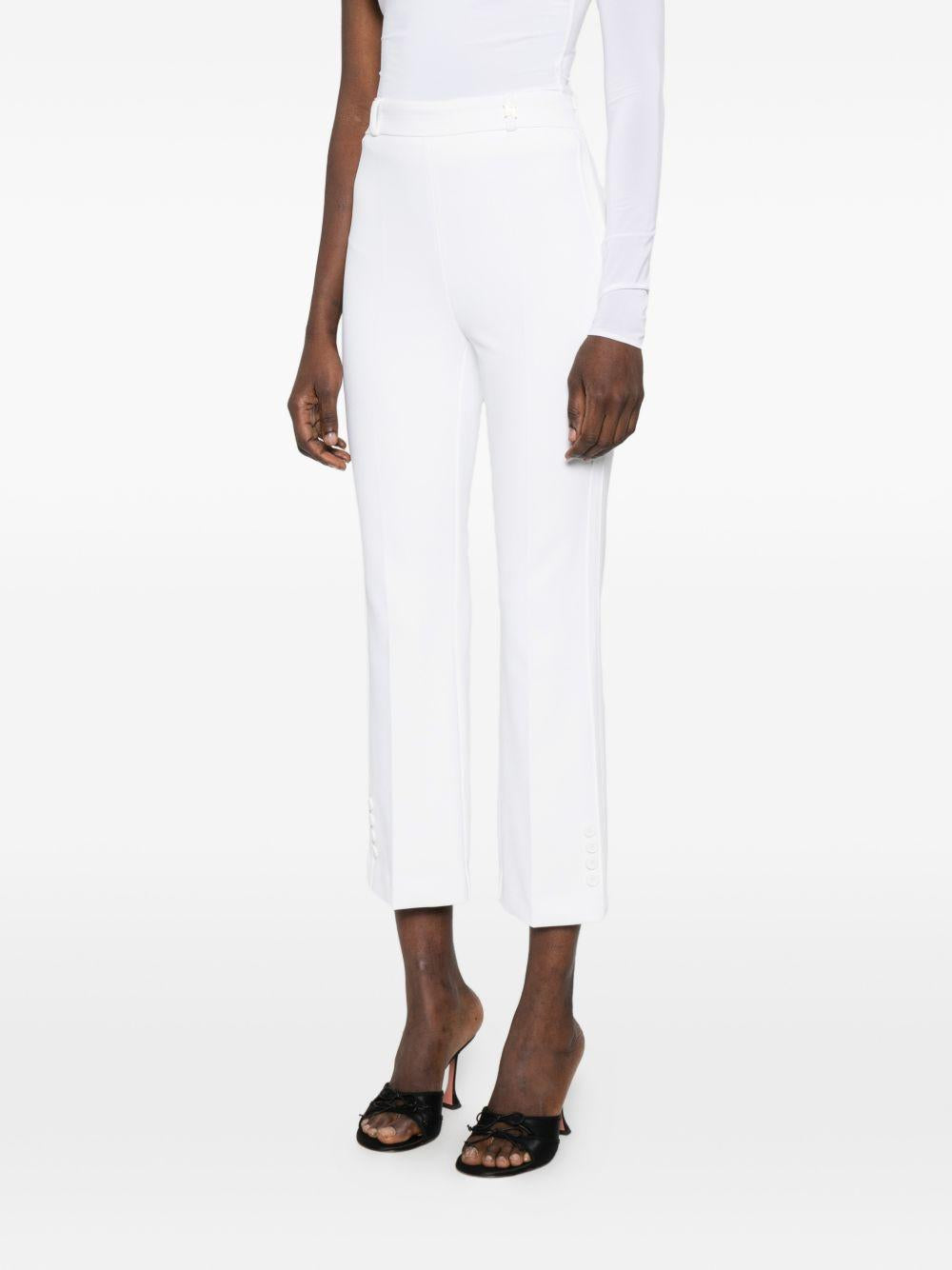 ELISABETTA FRANCHI Pantaloni linea slim fit in tessuto bianco 