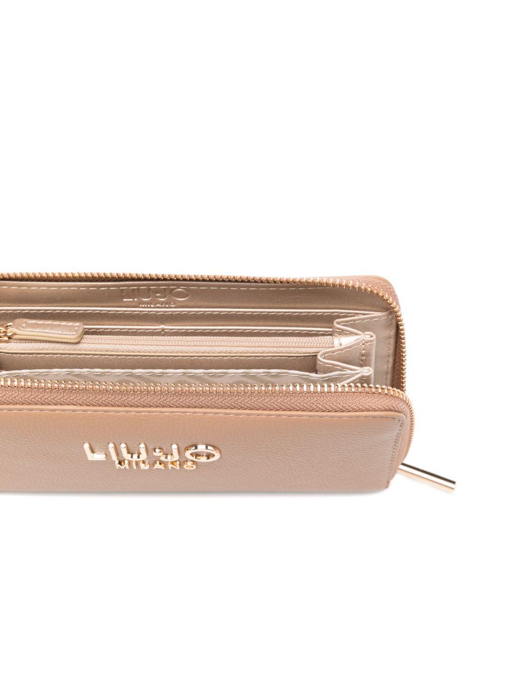 LIUJO Portafoglio grande color cammello con chiusura a zip 