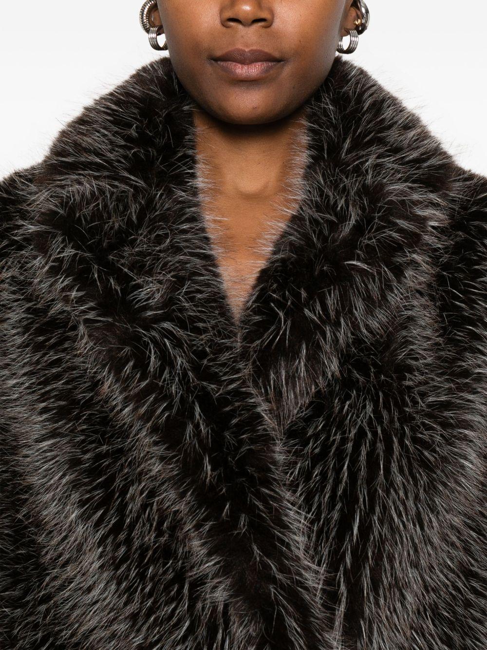 VALENTINI 1972 Cappotto in ecopelliccia con scollo a imbuto marrone 