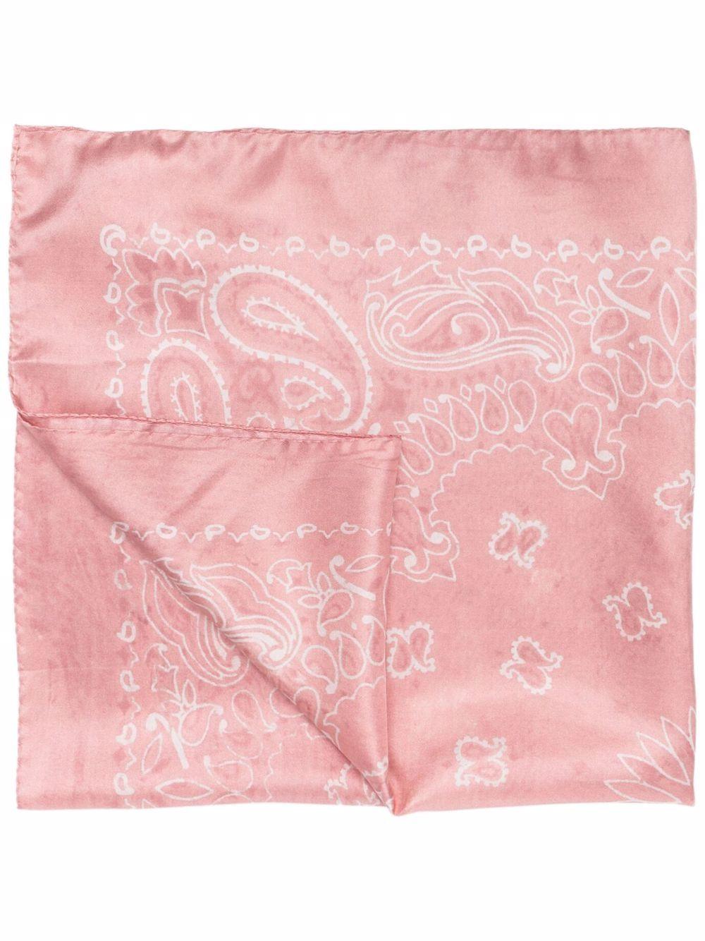 GOLDEN GOOSE Foulard in seta rosa con stampa paisley 