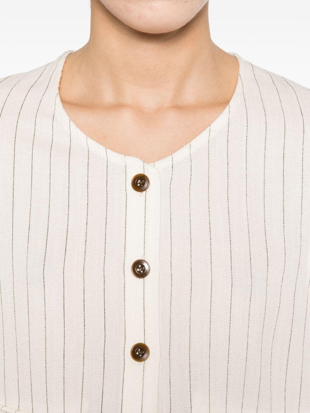 ELEH Gilet crop bianco a righe sottili 