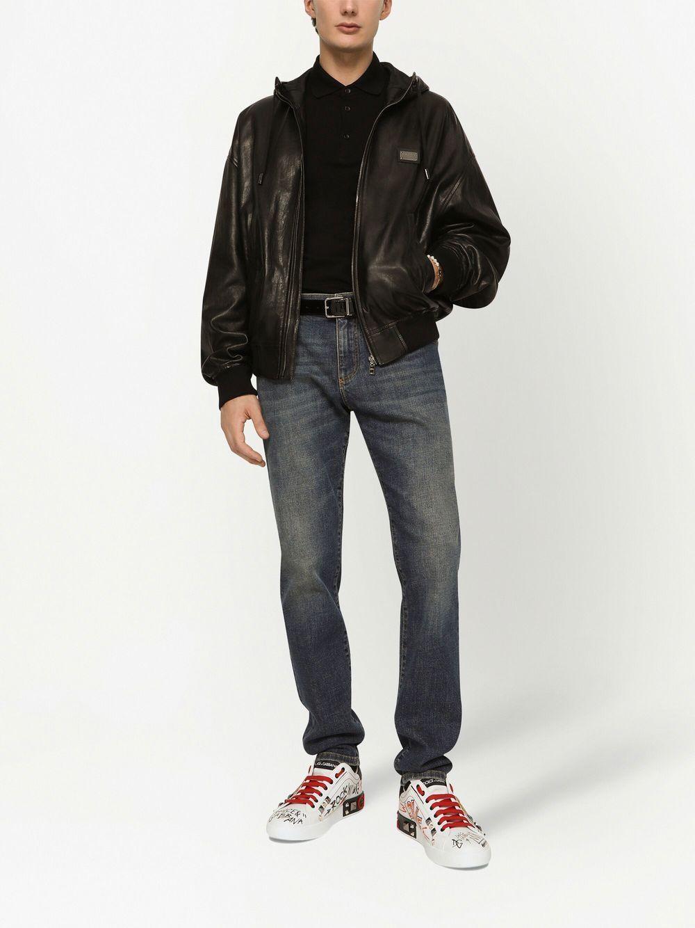 DOLCE e GABBANA Polo in cotone nera con logo 