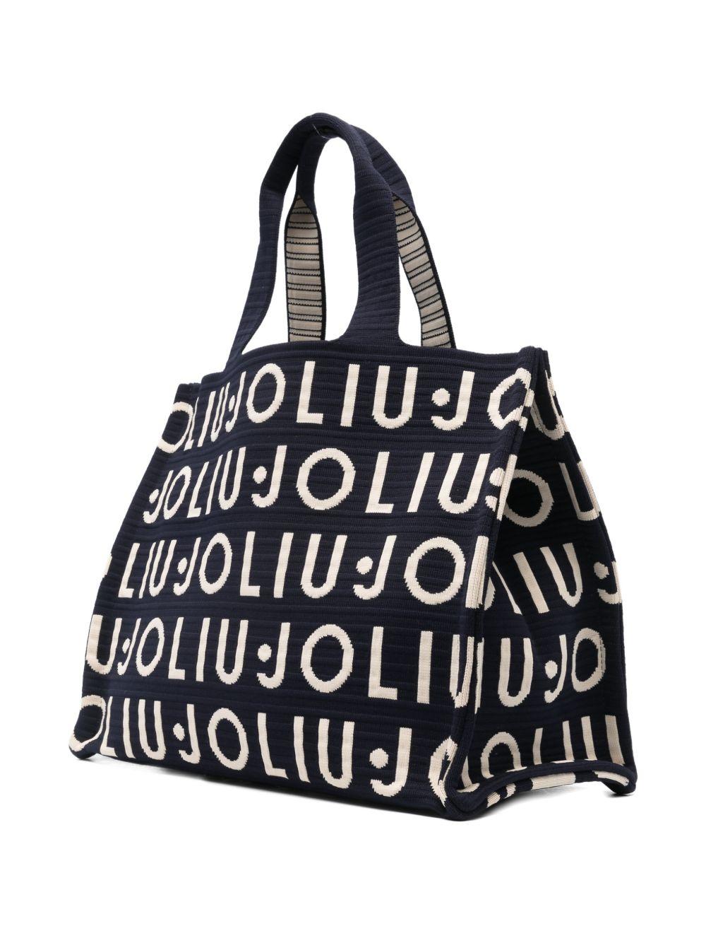 LIUJO Borsa tote blu con logo 