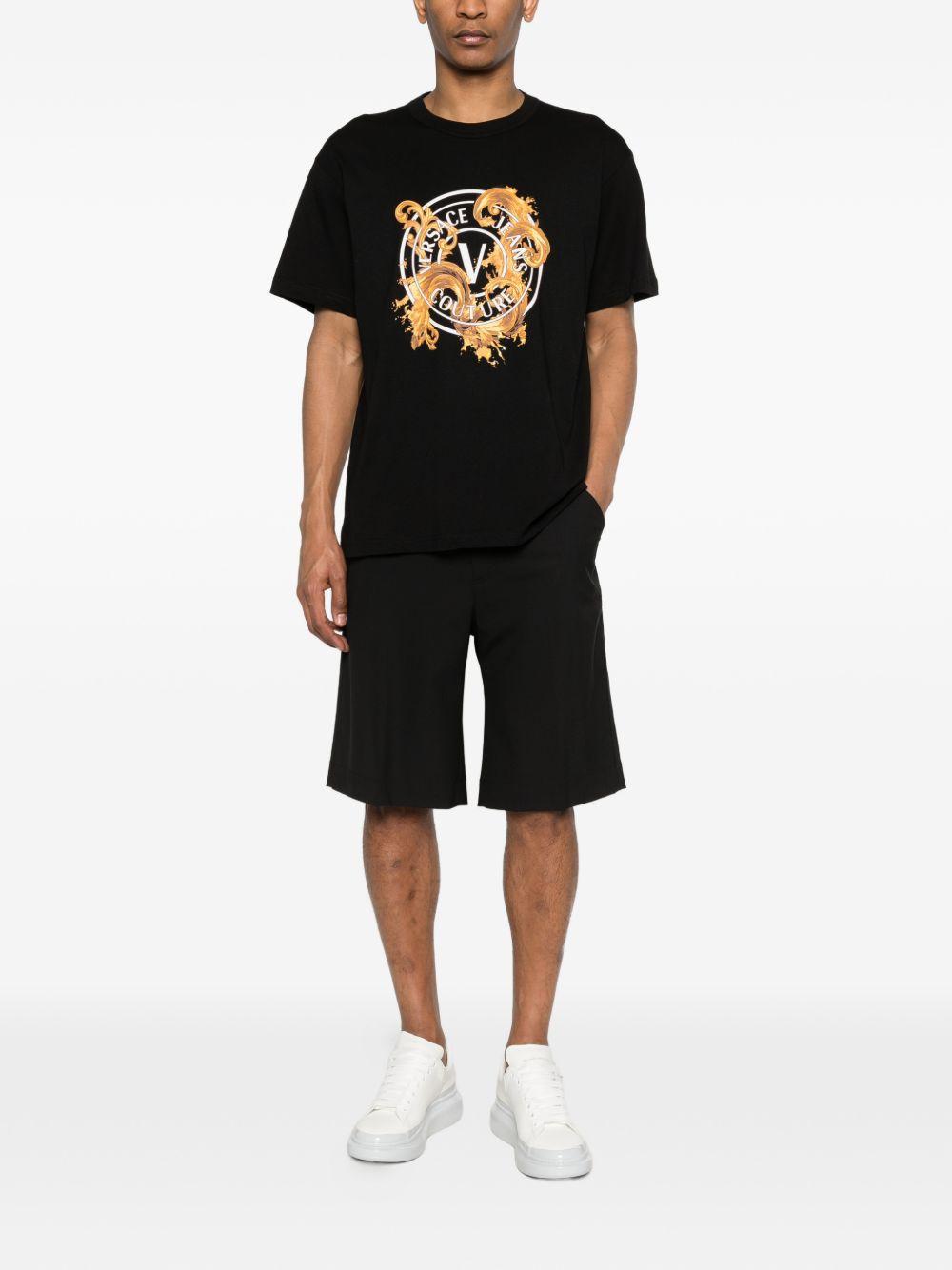 VERSACE JEANS COUTURE T-shirt in cotone nero con stampa 