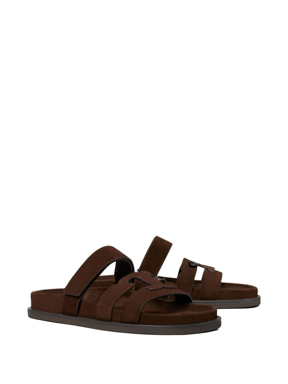 TORY BURCH Ciabatte Ines in pelle scamosciata marrone 