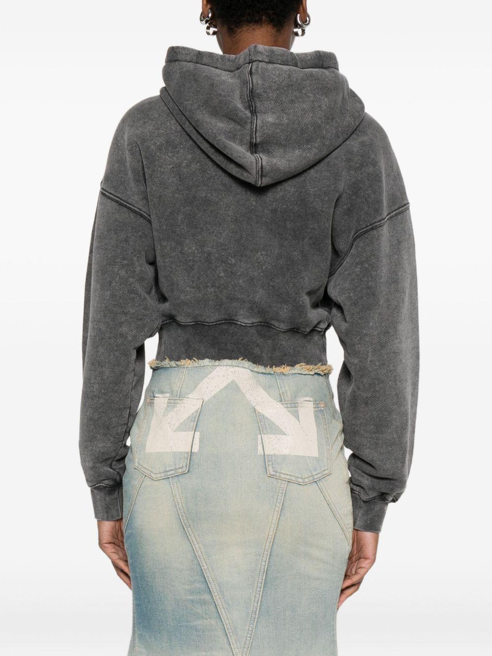 OFF WHITE Felpa corta in cotone grigio con logo 