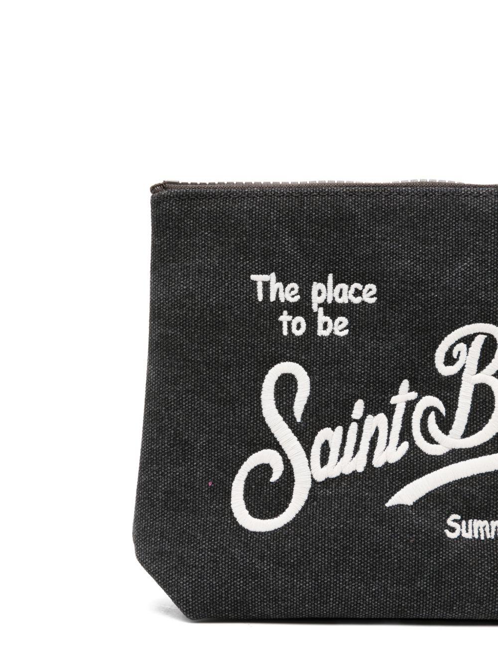 MC2 SAINT BARTH Clutch bag Alina nera con logo bianco cucito 