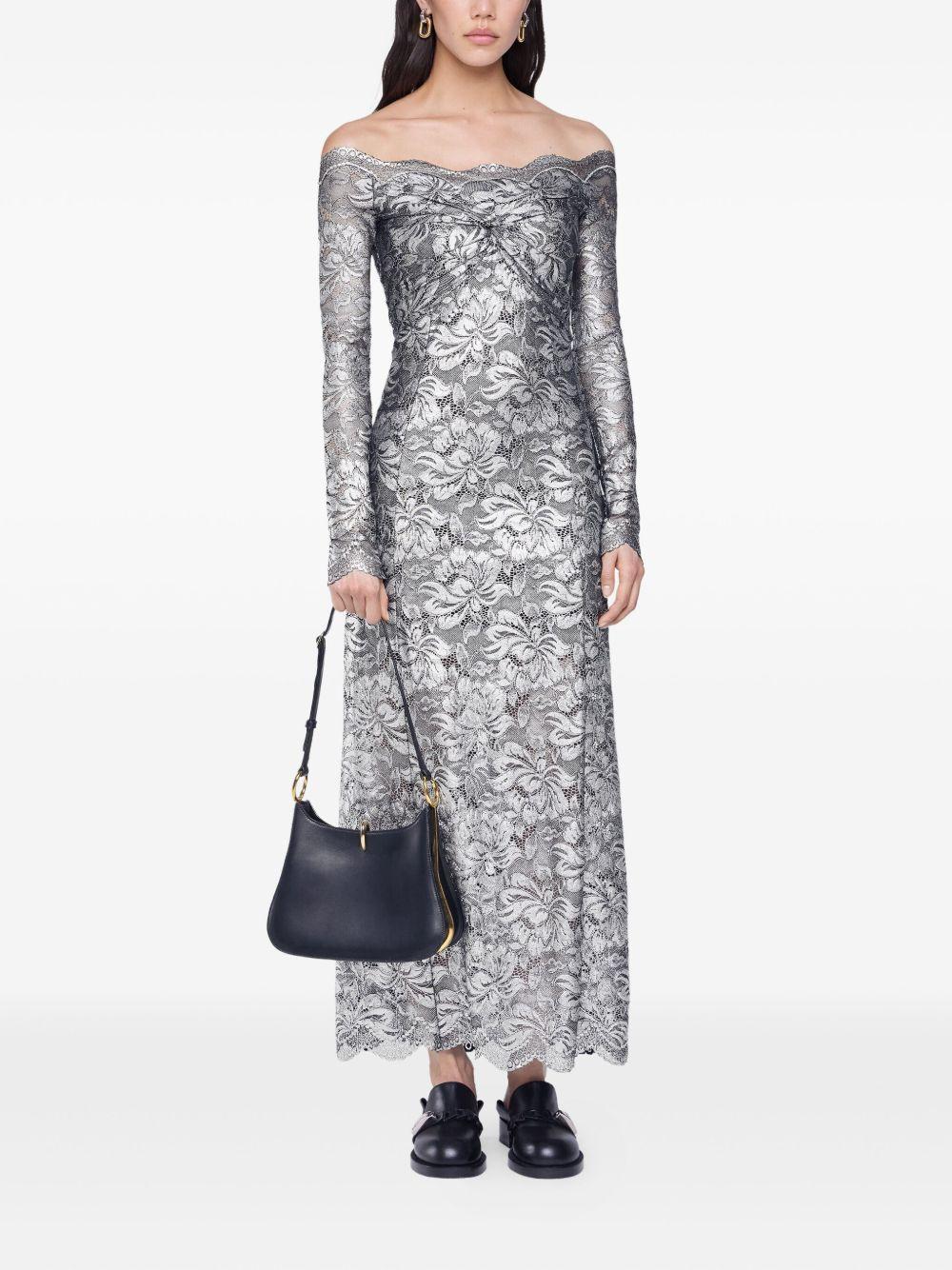 RABANNE Abito lungo in pizzo color argento<BR/><BR/> 