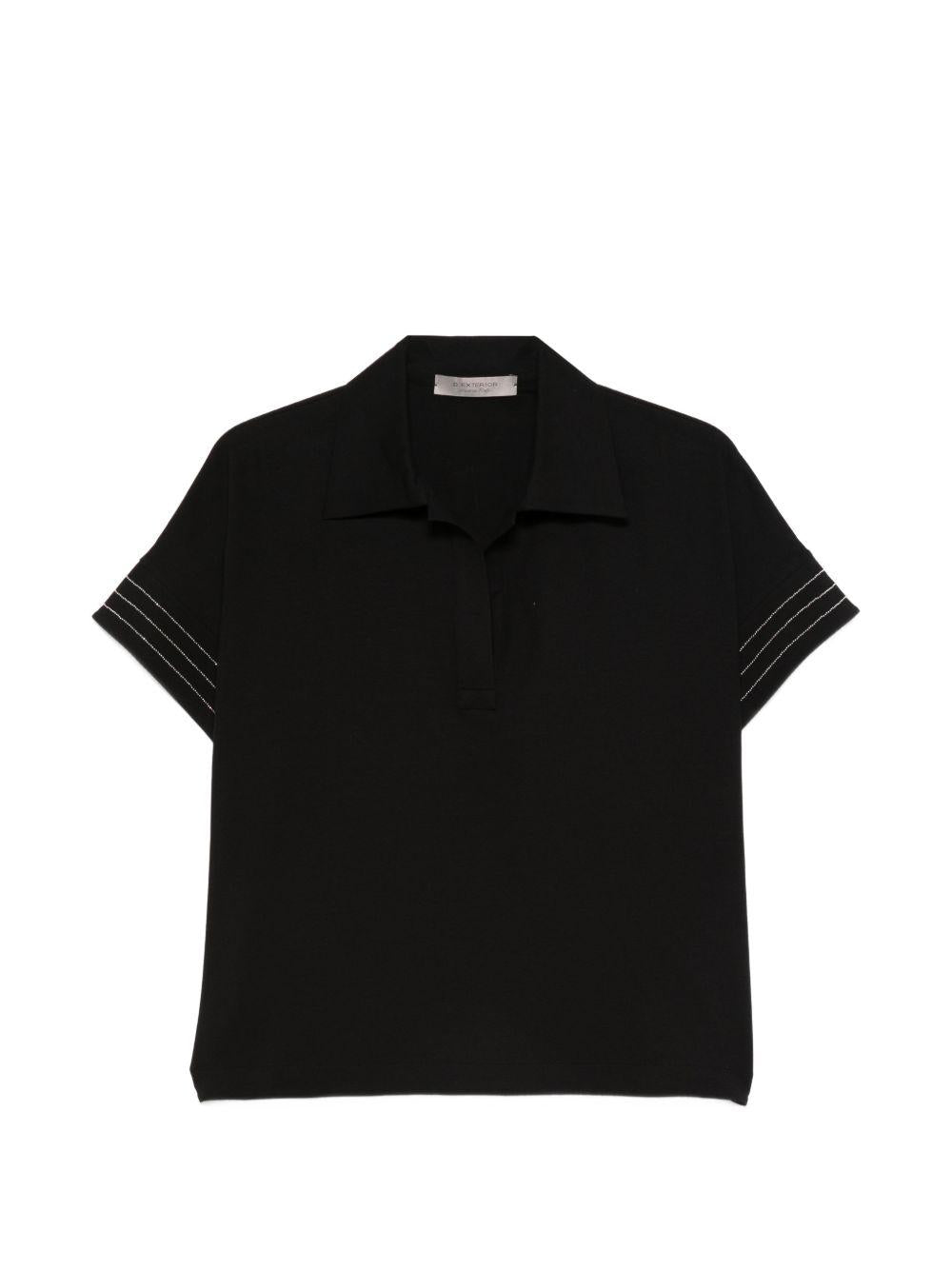 D EXTERIOR Polo in cotone elasticizzato nero 