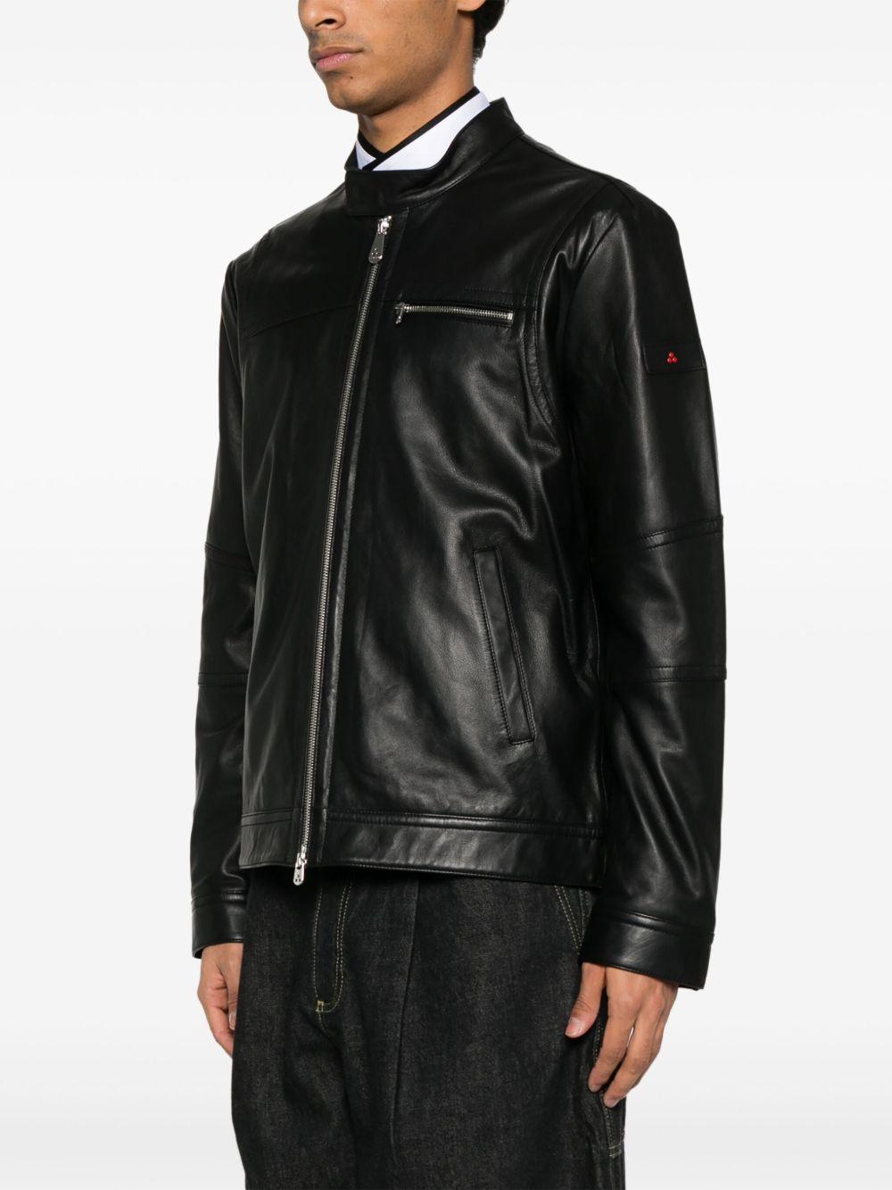 PEUTEREY Giacca Saugaro in pelle nera con zip 