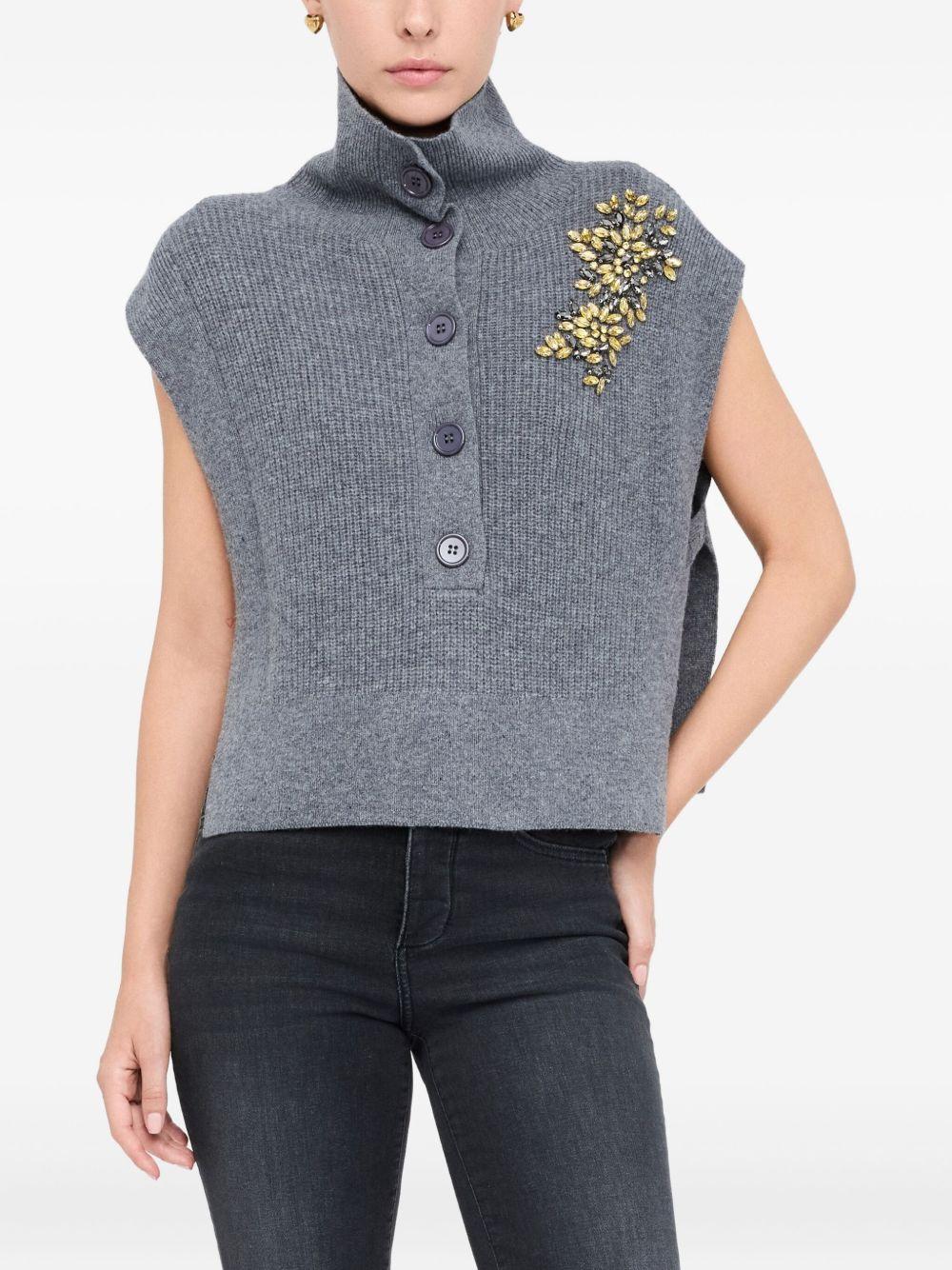 LIUJO Maglia di lana grigia con ricamo 