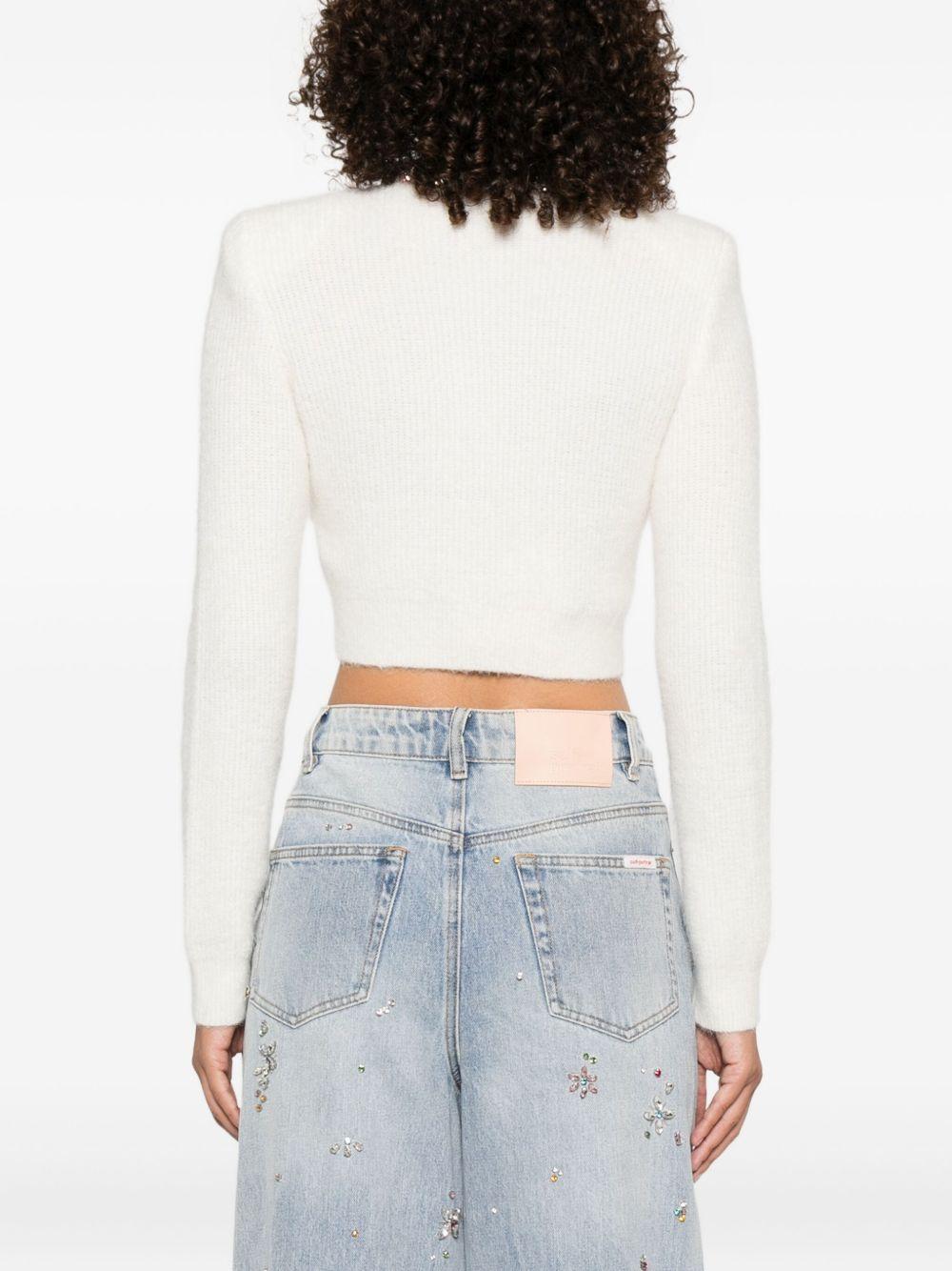 SELF PORTRAIT Cardigan con maglia bianca con bottoni 