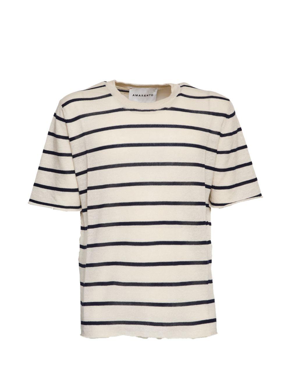 AMARANTO T-shirt a maniche corte a righe blu navy 