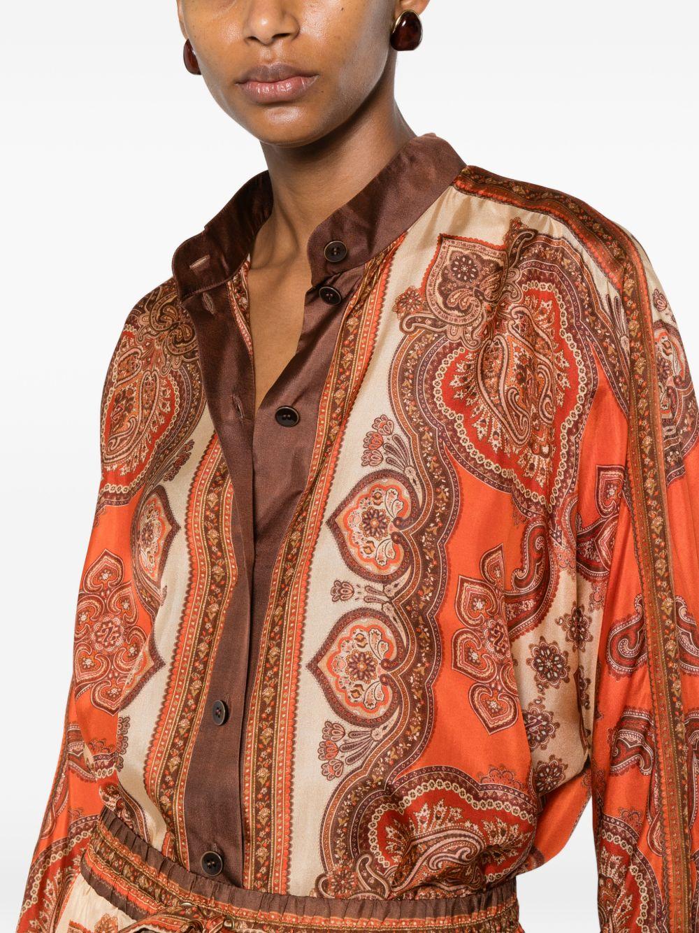 ZIMMERMANN Camicia Mahon Dolman in seta con stampa Paisley mandarino 