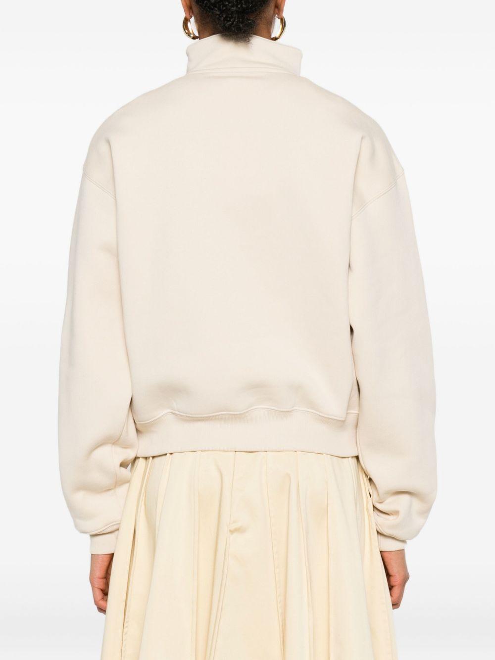 JACQUEMUS Felpa Gros Grain beige con zip 