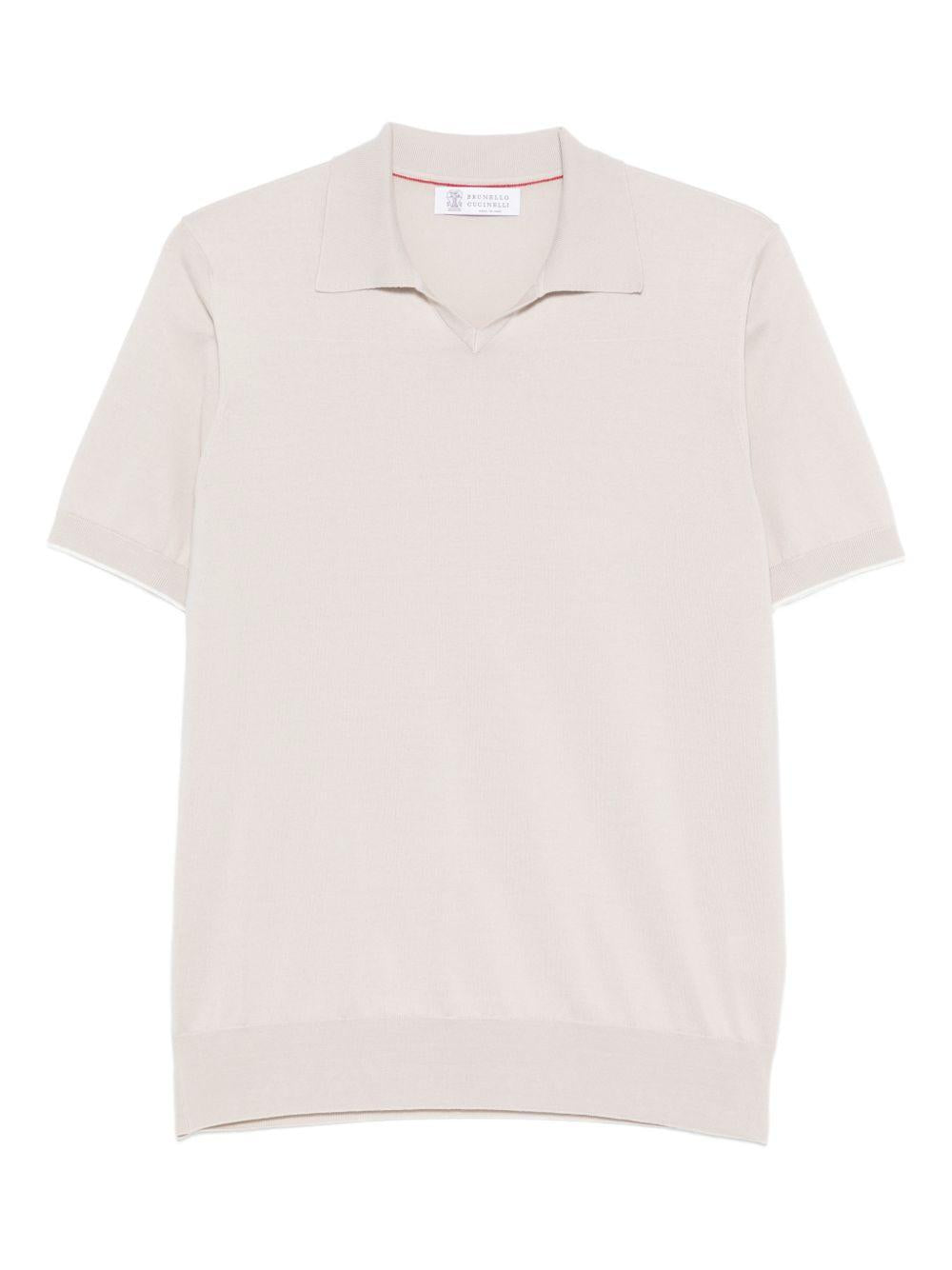 BRUNELLO CUCINELLI Polo in morbido cotone beige 