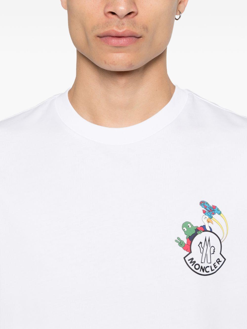 MONCLER T-shirt in cotone bianco con logo 
